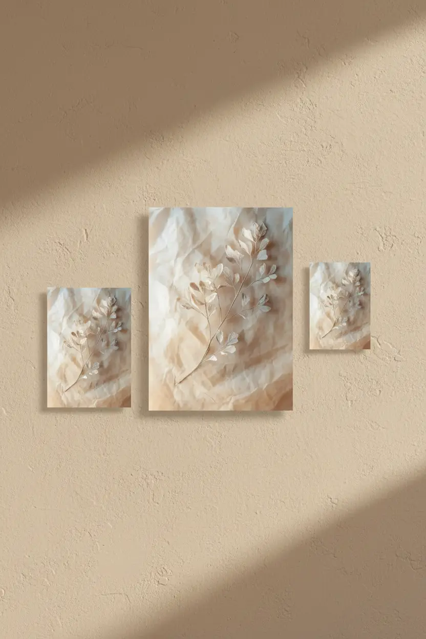 Le Froissé — Affiche murale minimaliste beige ivoire botanique — affiche murale minimaliste | Cassili-home