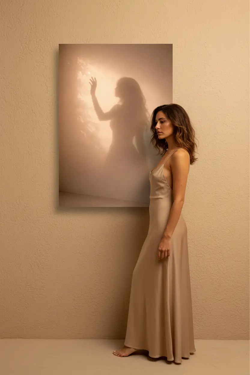 La Lumière Touchée — Golden Silhouette Minimalist Wall Poster