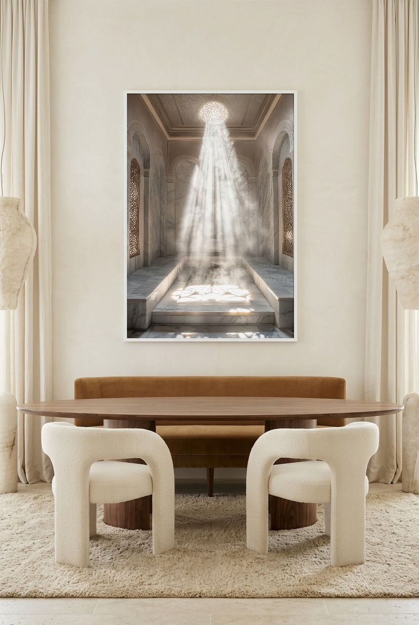Le Hammam — poster in a white frame in a dining room