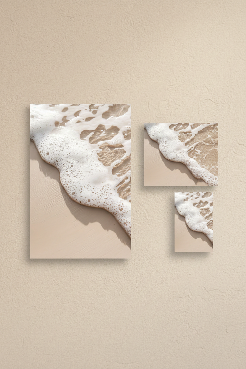 The Wave’s Edge poster in a wall composition of three Mediterranean posters