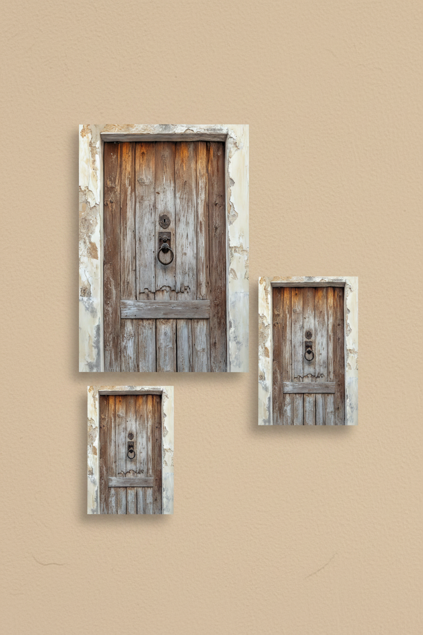 The Door of Time poster in a wall composition of three Mediterranean posters