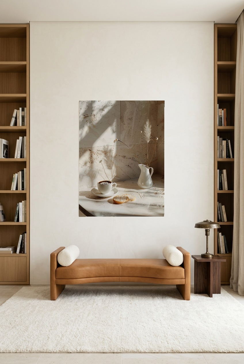 Le Matin Travertin — unframed poster in a reading room