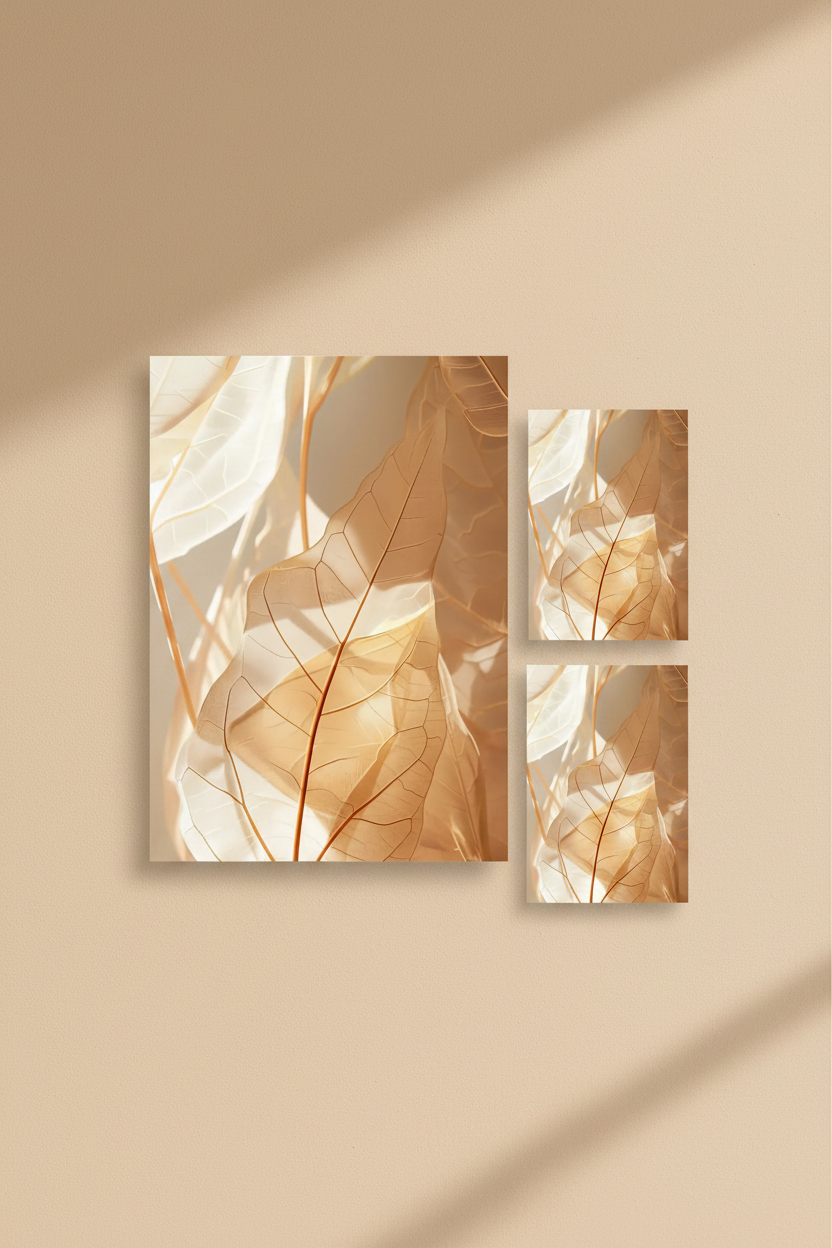 O Âmbar Vegetal — Poster de parede minimalista ouro âmbar folhas
