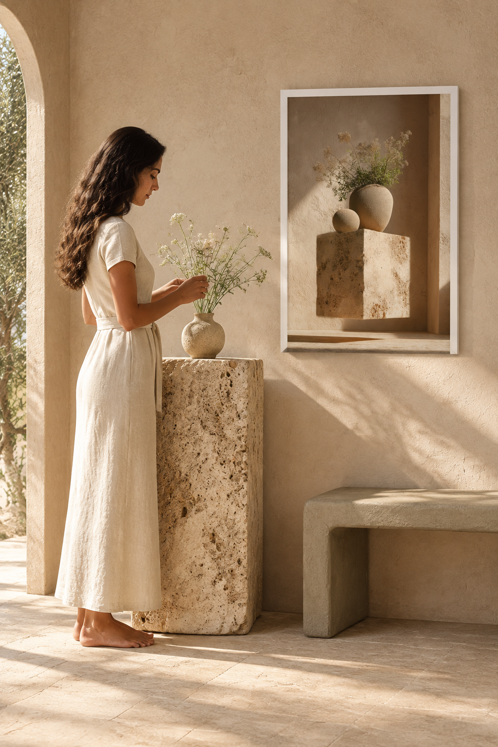 Kuben med Vilda Gräs — Égérie Cassili arrangerar blommor bredvid