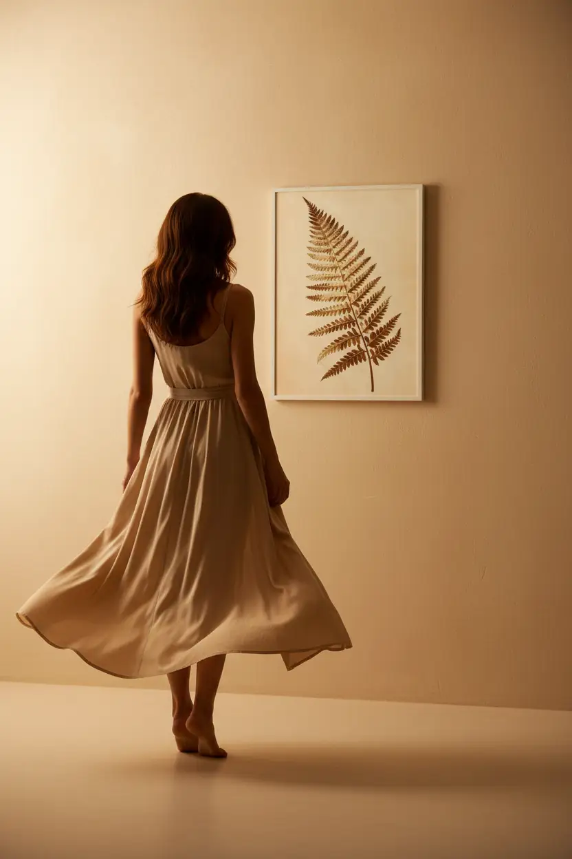 Golden Fern — Minimalist Botanical Beige Brown Wall Art Poster