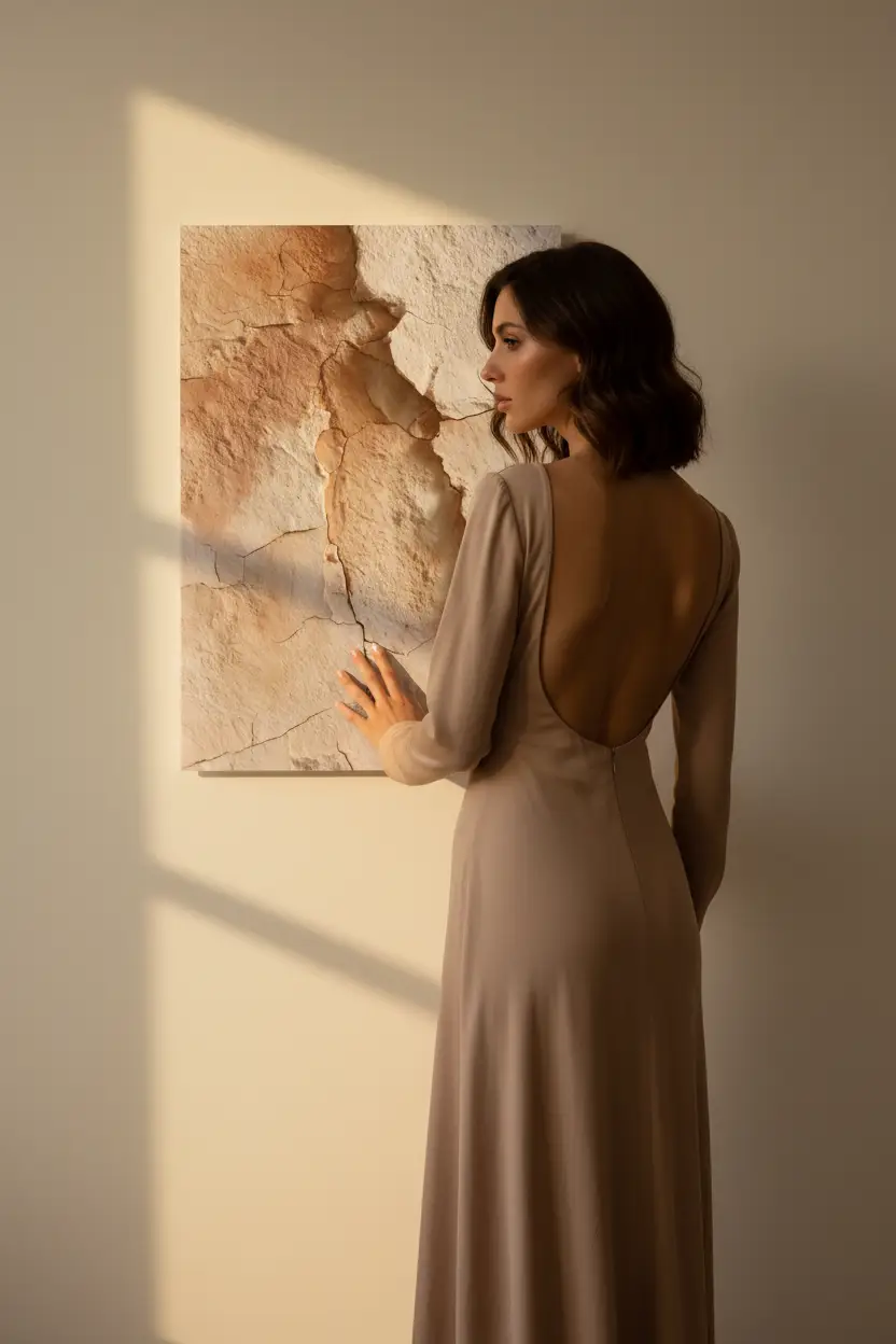 La Faille Rose — Affiche murale minimaliste minérale ivoire, affiche murale minimaliste avec cadre bois, décoration murale salon ou chambre, style méditerranéen