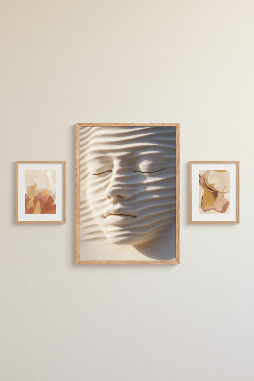 Âme de Sable — Affiche murale minimaliste beige visage abstrait — affiche murale minimaliste | Cassili-home