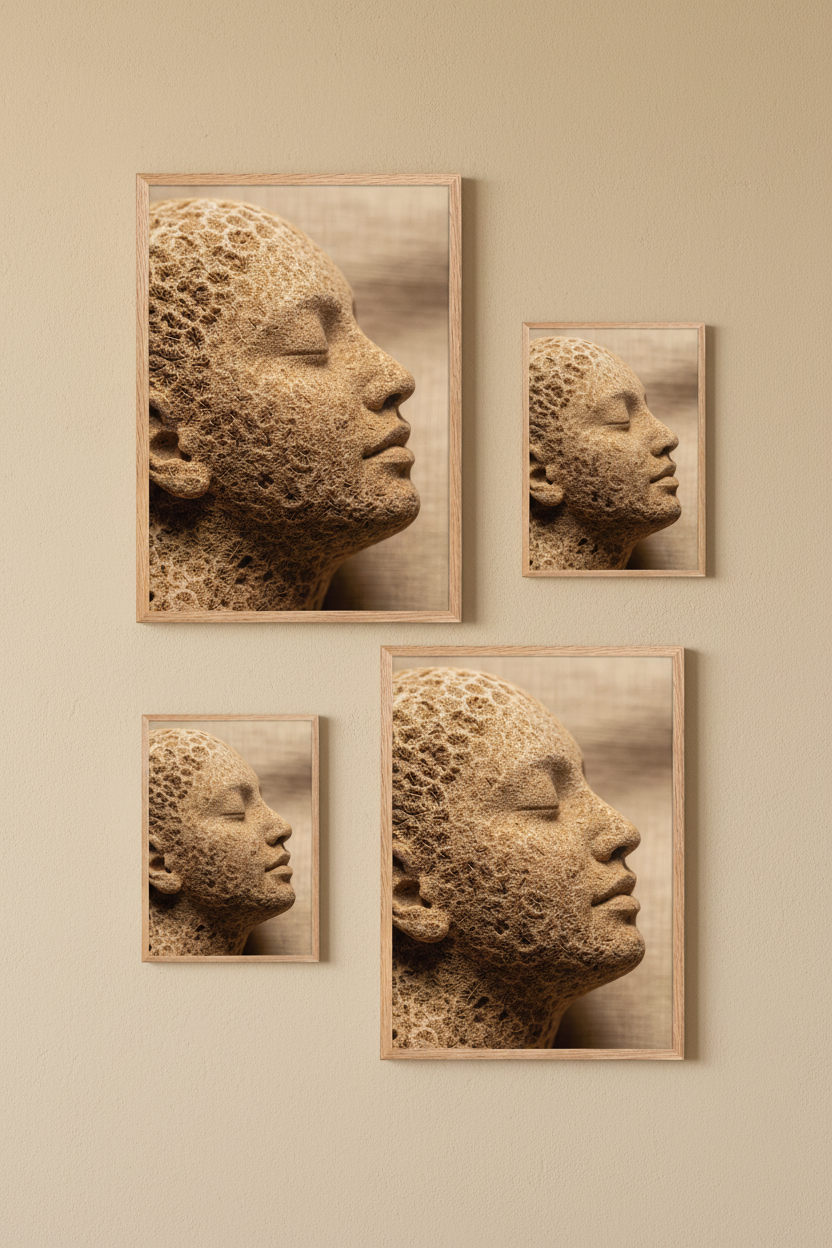 Peau de Corail — Affiche murale minimaliste corail et beige visage abstrait texture minérale — affiche murale minimaliste | Cassili-home