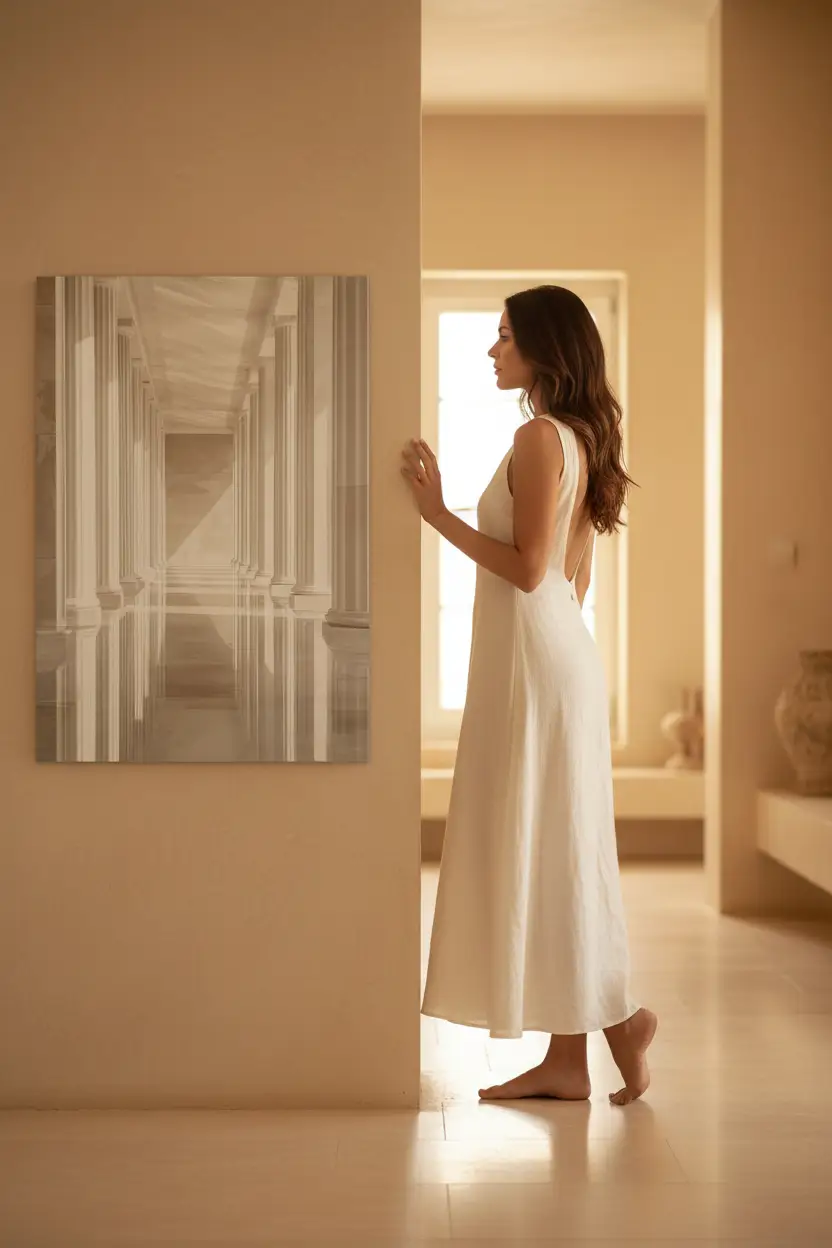 L’Infini — Affiche murale minimaliste beige ivoire colonnade architecture — affiche murale minimaliste | Cassili-home