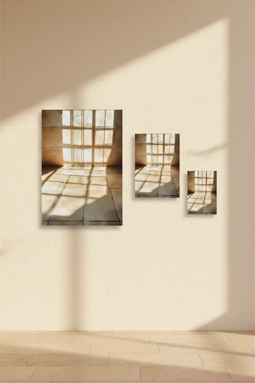 Twilight Hour — Gold Minimalist Shadow Window Wall Poster