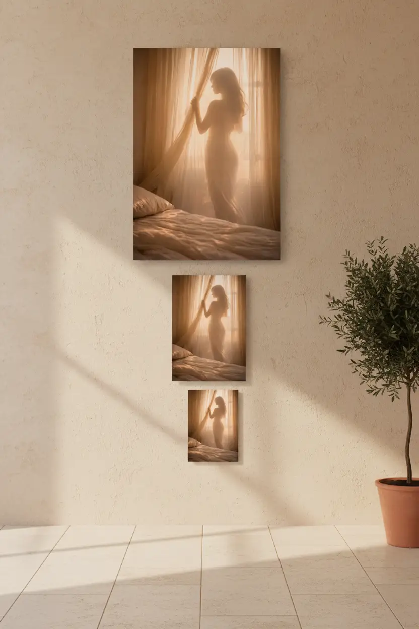 Il Risveglio Dorato — Poster da parete minimalista oro silhouette femminile