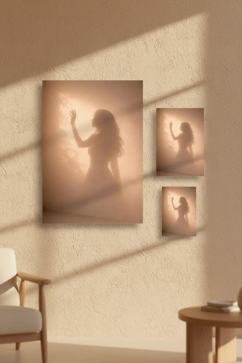 La Lumière Touchée — Golden Silhouette Minimalist Wall Poster