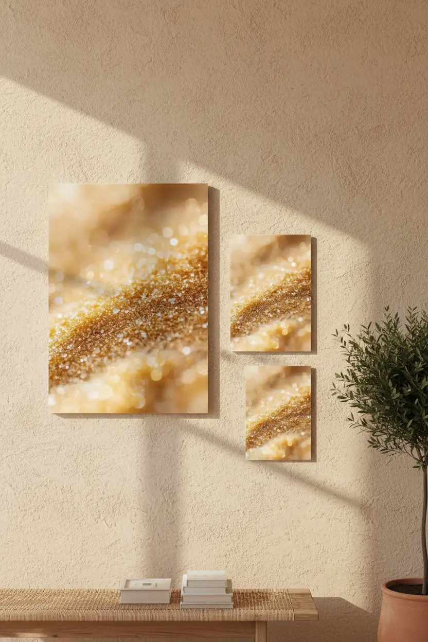 Goldstaub — Minimalistisches Wandbild in Champagner-Gold