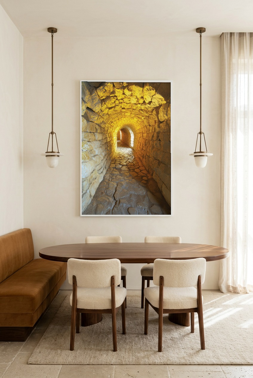 Le Passage Doré — poster in a white frame in a dining room