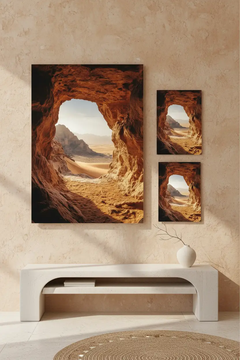 L'Œil du Désert — Affiche murale minimaliste roche terracotta sable — affiche murale minimaliste | Cassili-home
