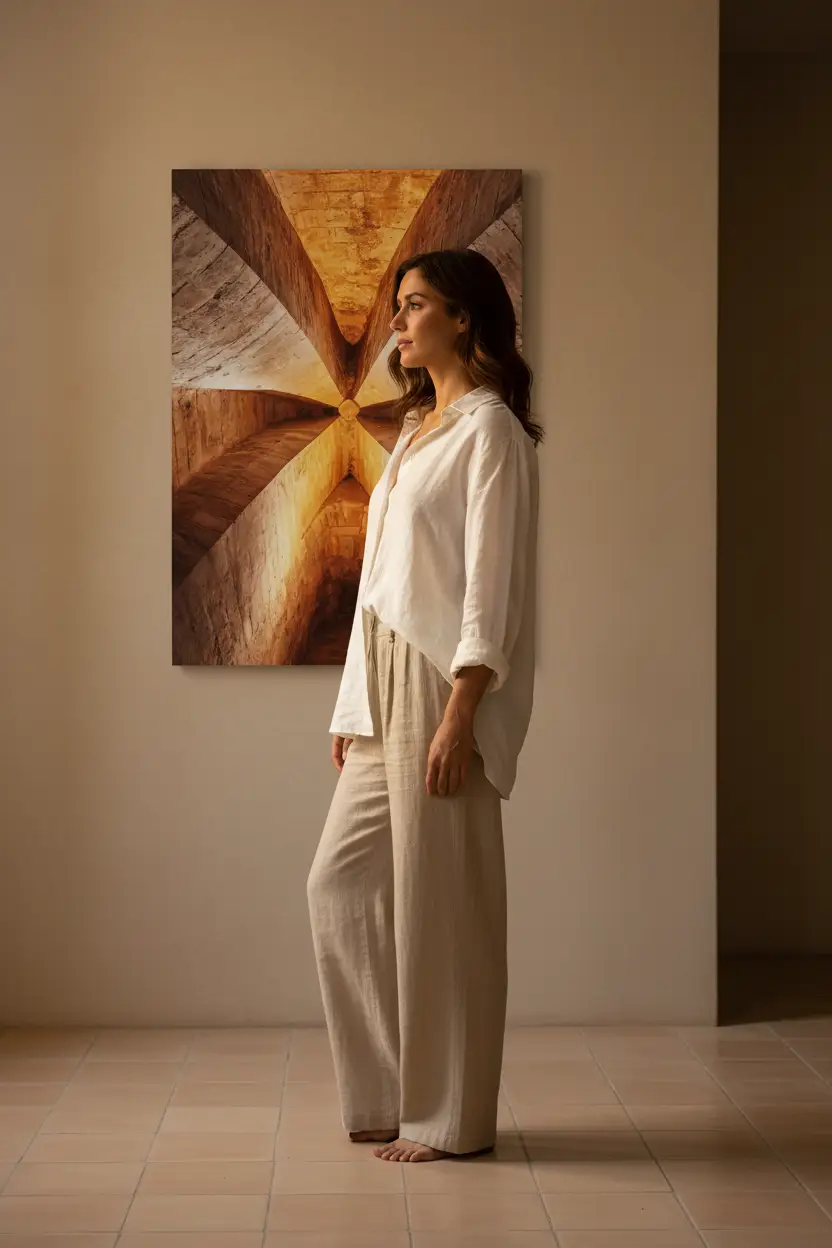 La Croisée — Poster murale minimalista marrone oro volta a crociera