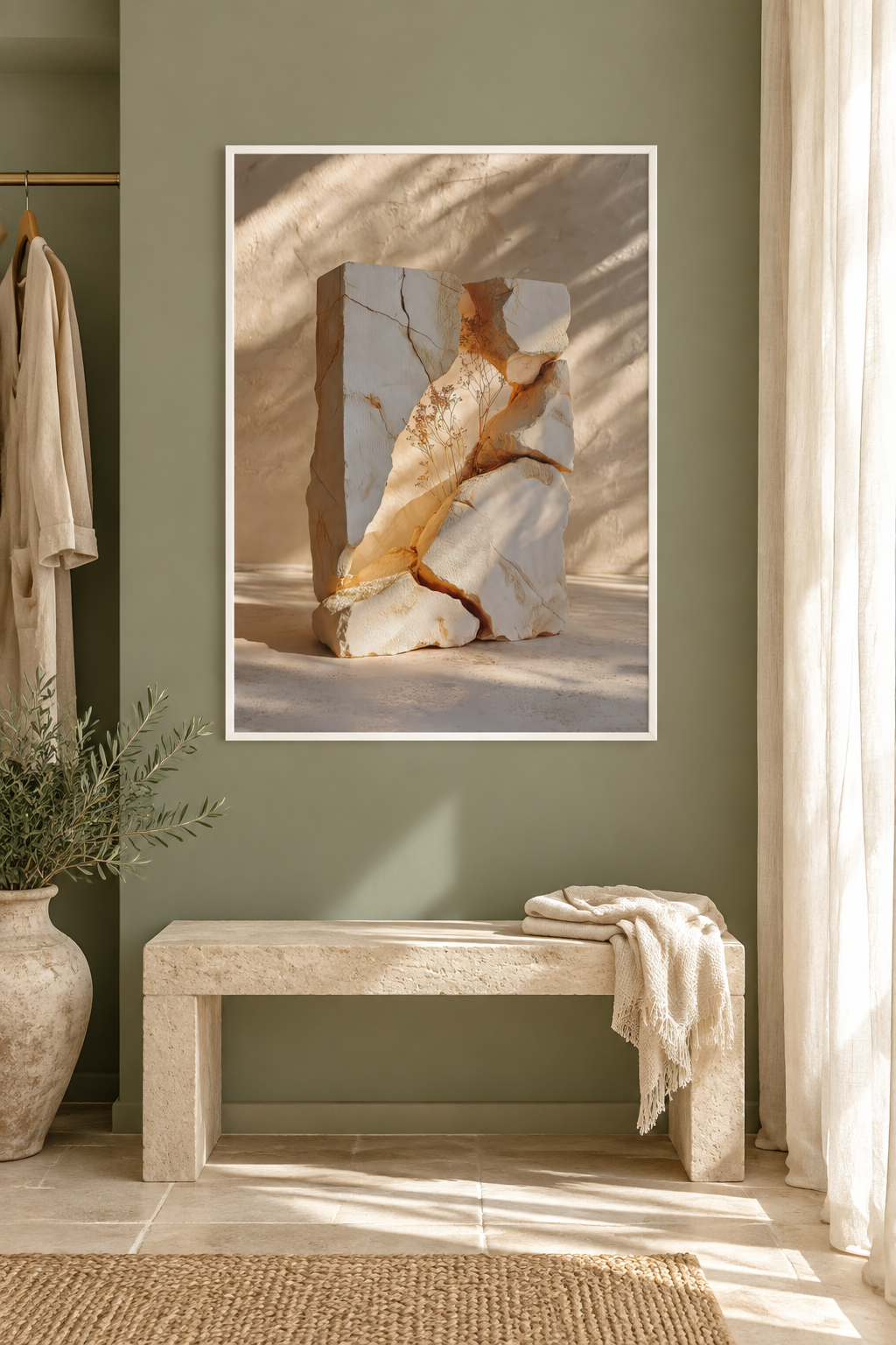 The Split Marble with a white frame