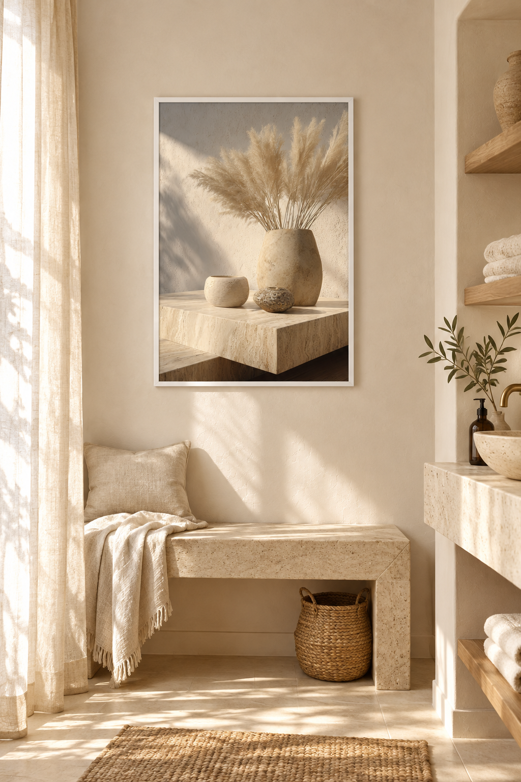 The Pampas Bouquet with a white frame