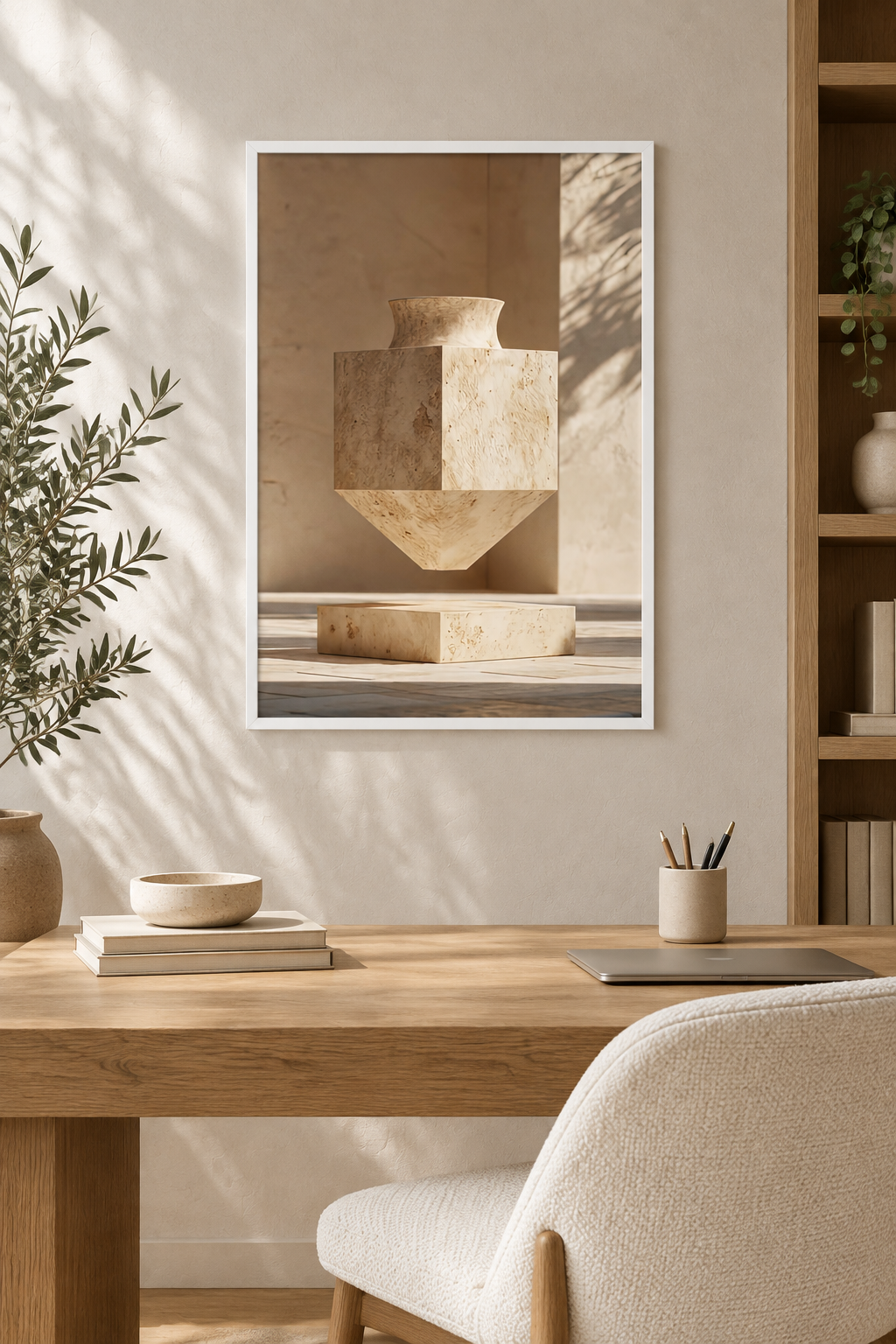 De Geometrische Urn met witte lijst