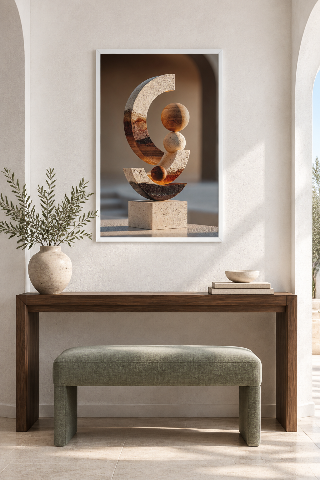 The Crescent Totem with a white frame