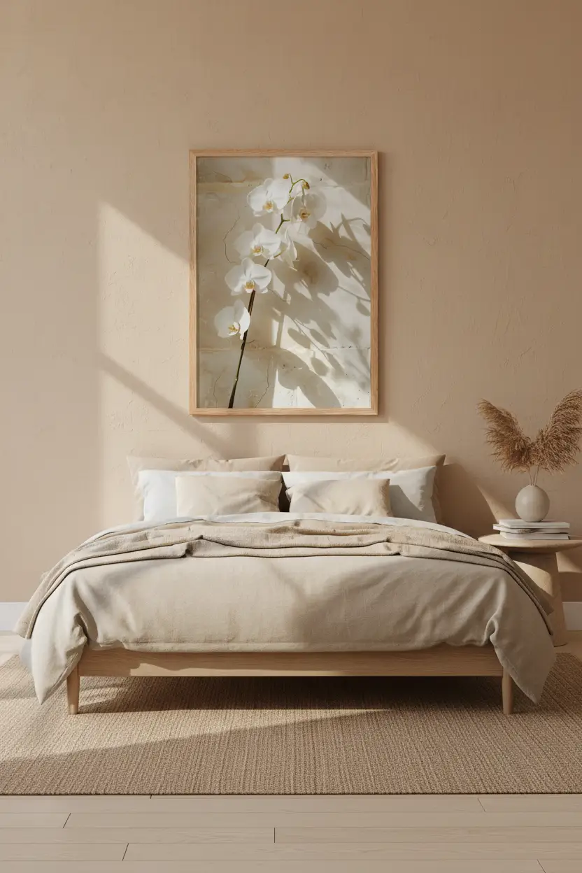 Die Steinorchidee – Minimalistisches florales Wandposter in Elfenbein