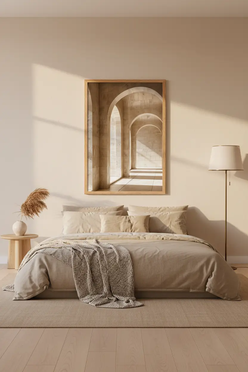 De Steenportiek — Minimalistische beige architectuur muuraffiche  