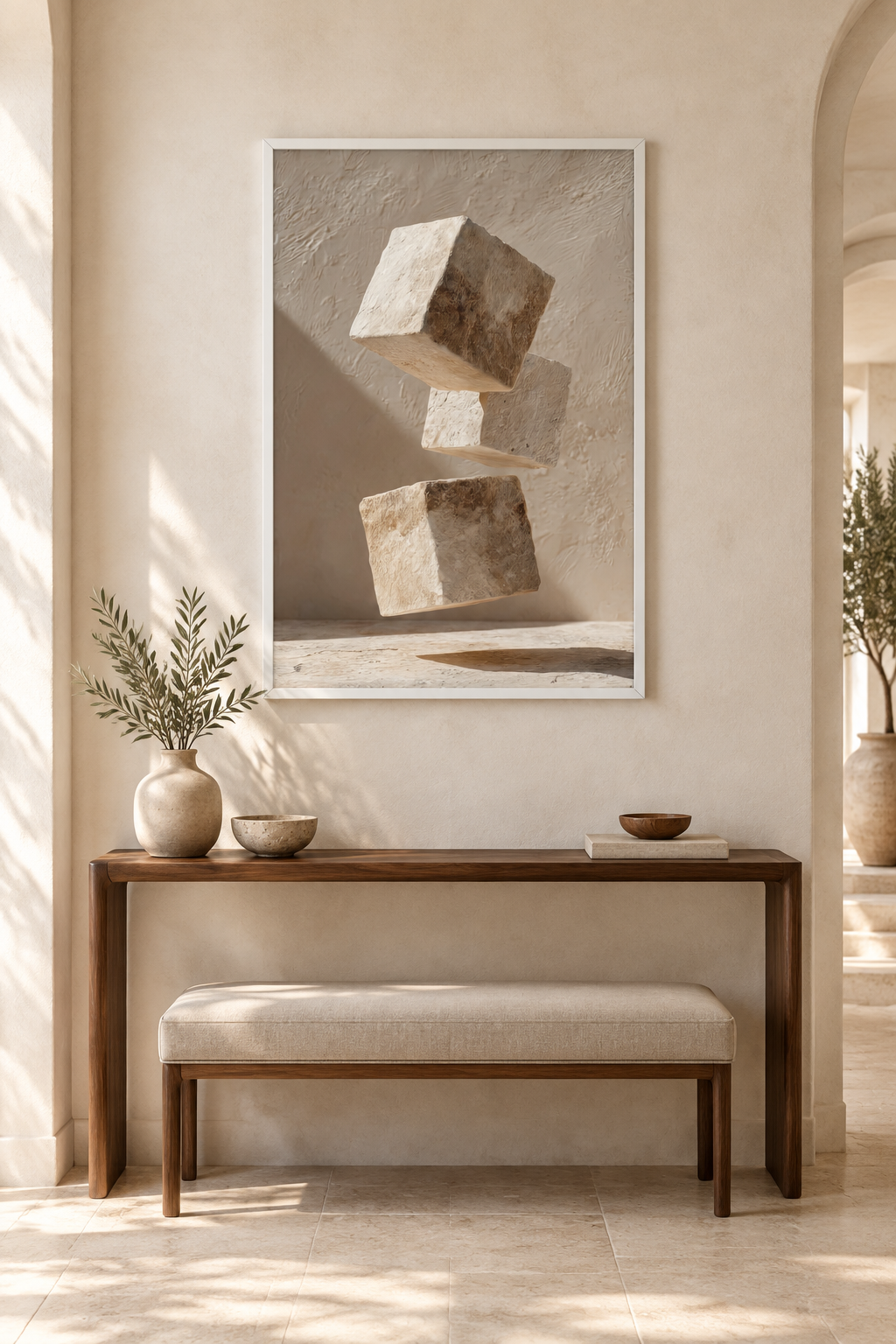 The Three Cubes with a white frame