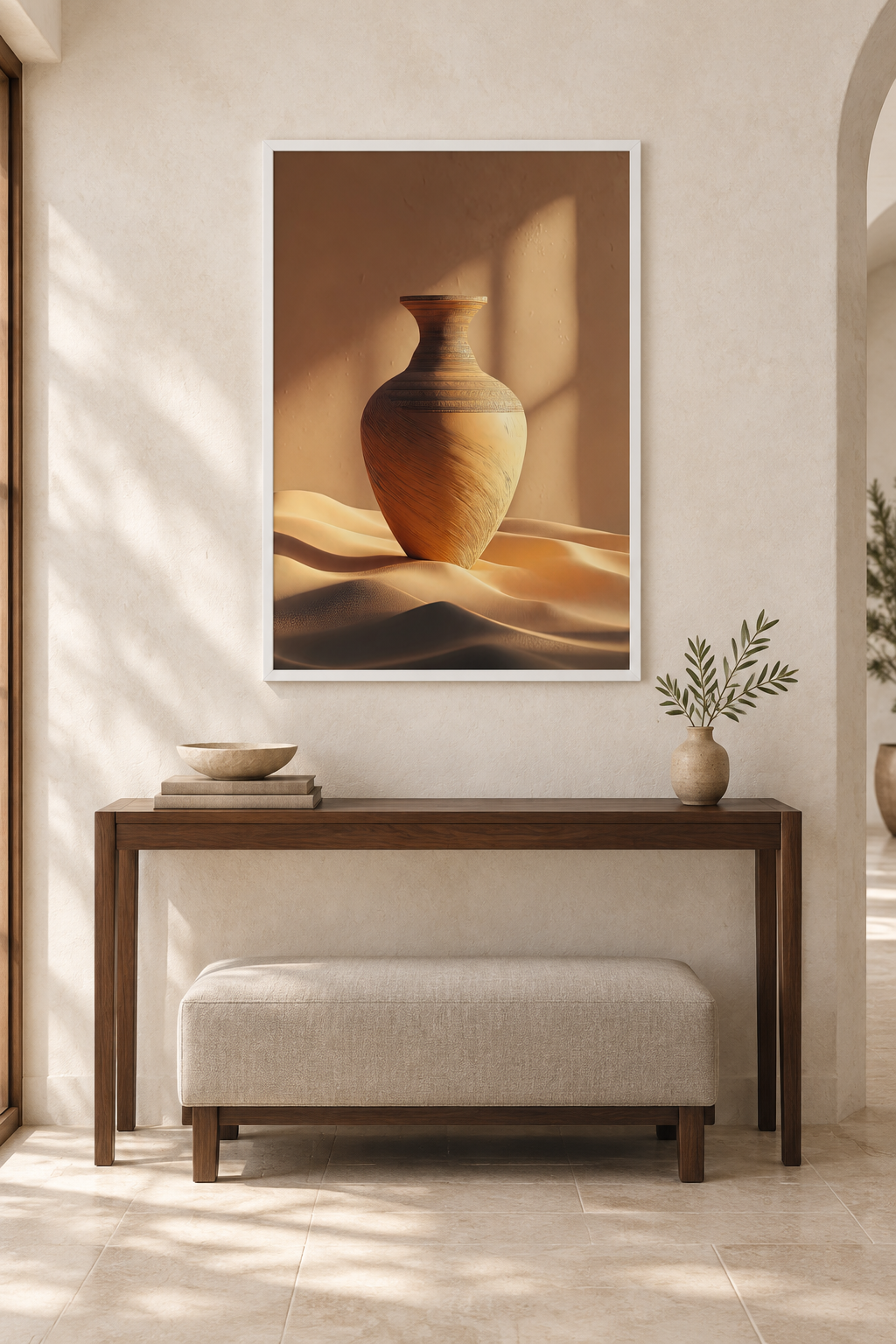The Amphora on the Dunes with a white frame