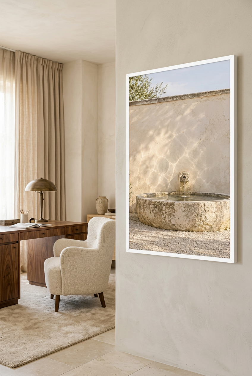 The Stone Spring — poster in a white frame in a home office