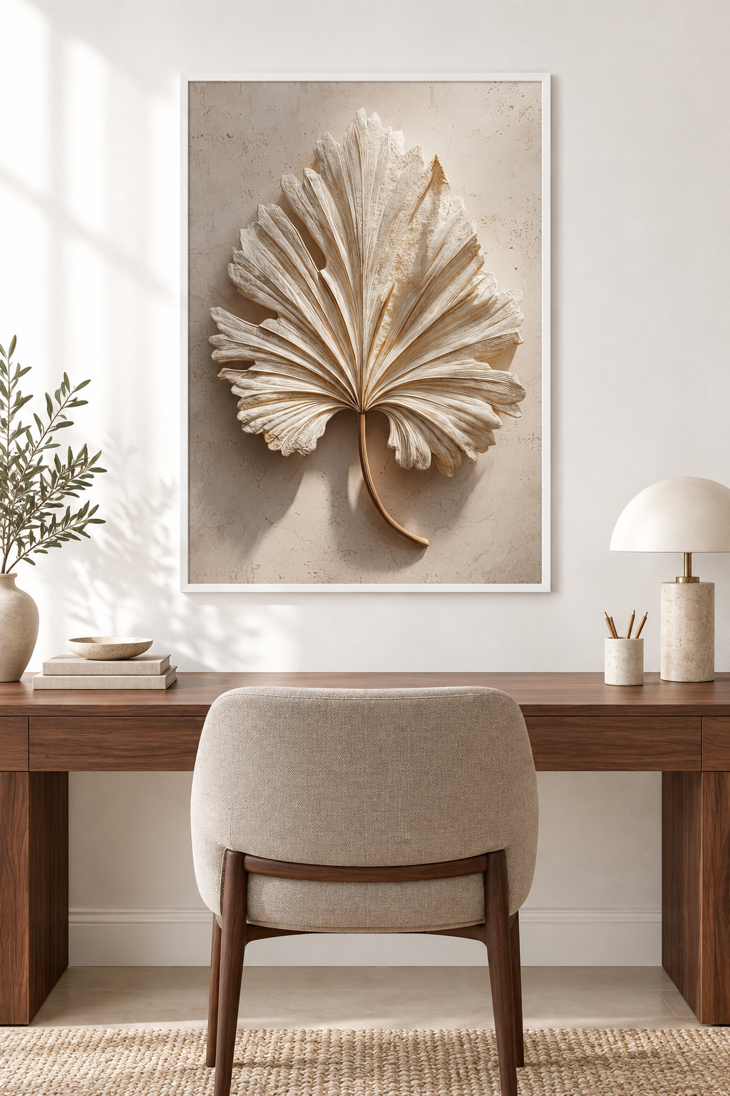 The Palm in Relief with a white frame