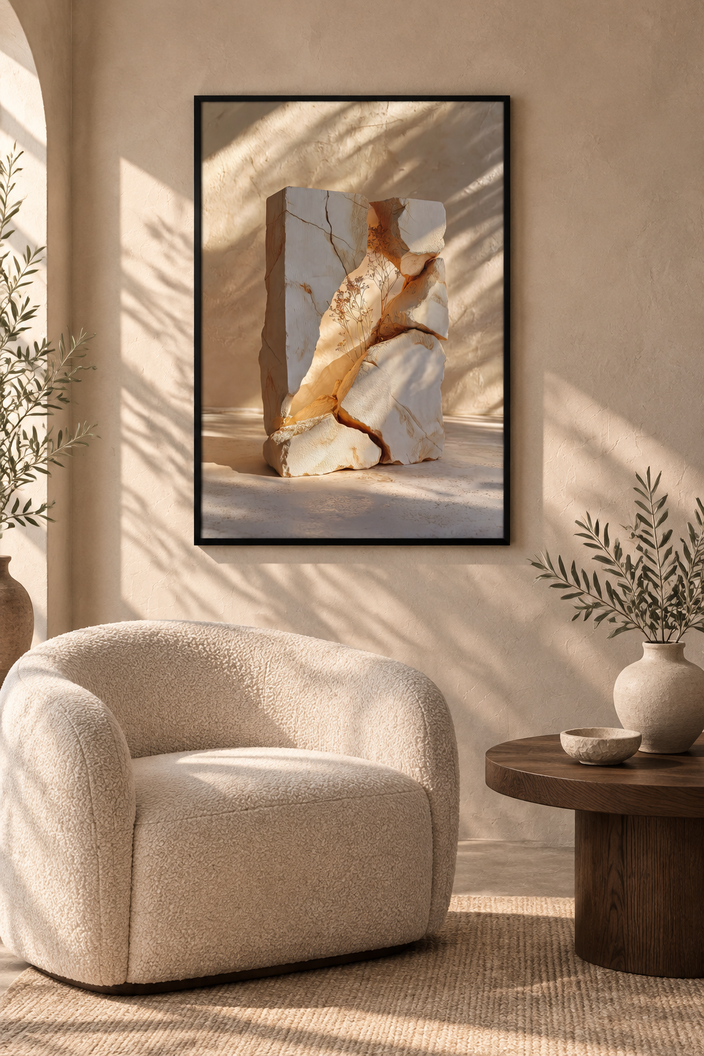 The Split Marble with a black frame