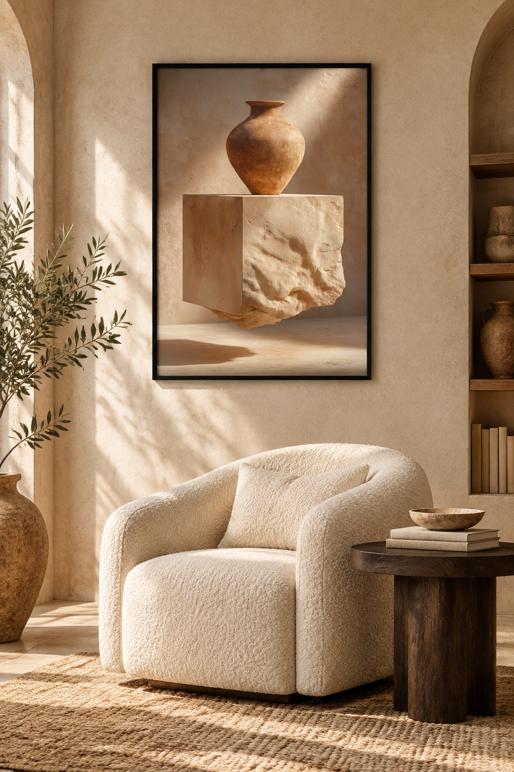 The Vase on the Rough Block with a black frame