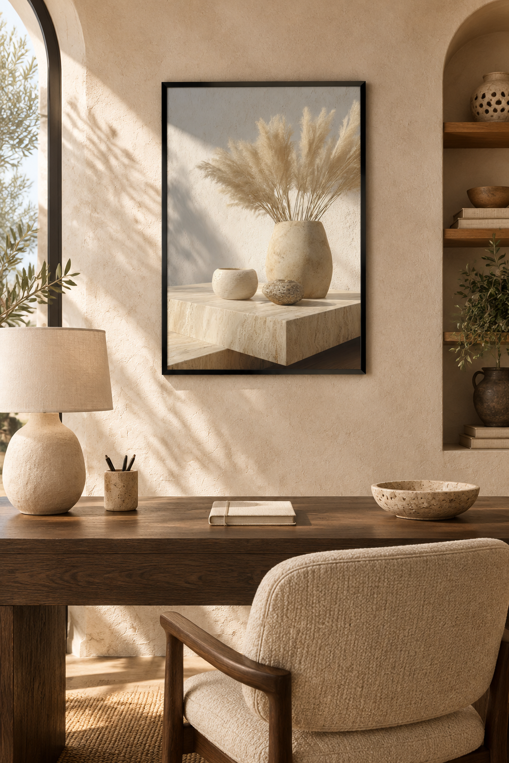 The Pampas Bouquet with a black frame