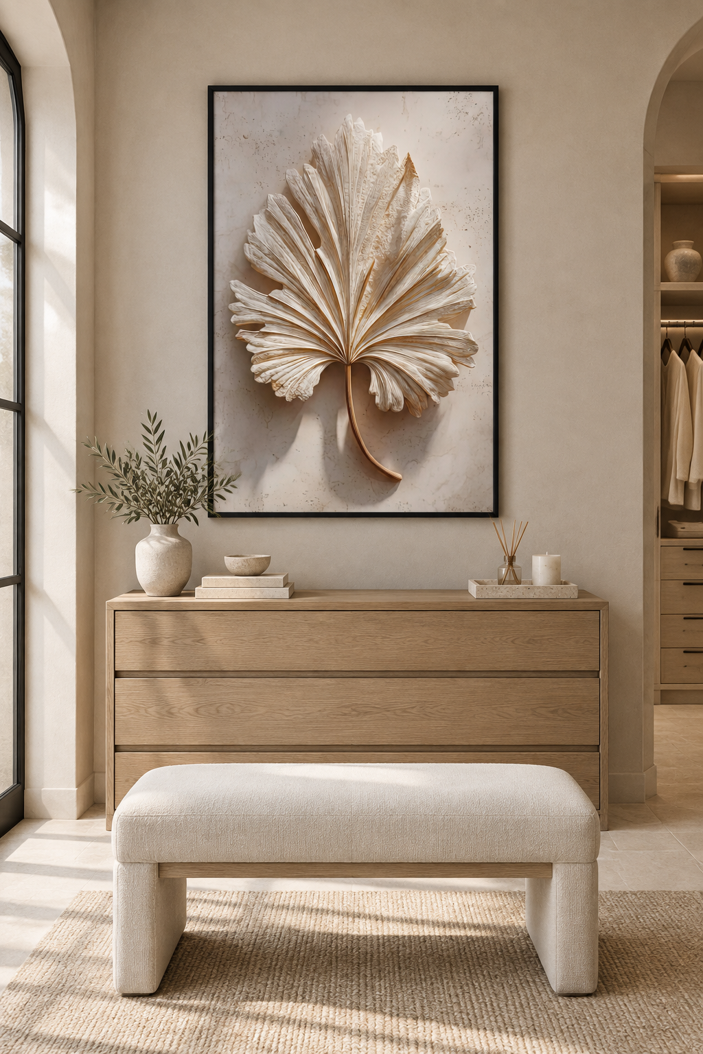The Palm in Relief with a black frame