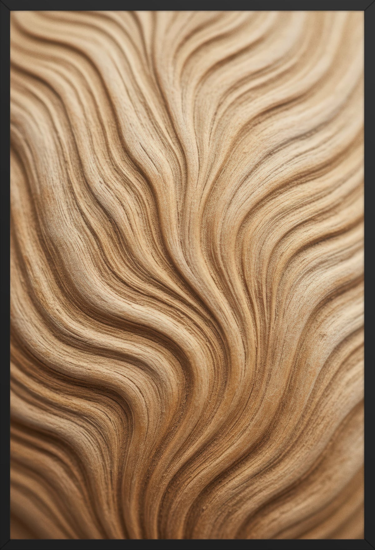 Wood Waves — poster in a black frame, front view