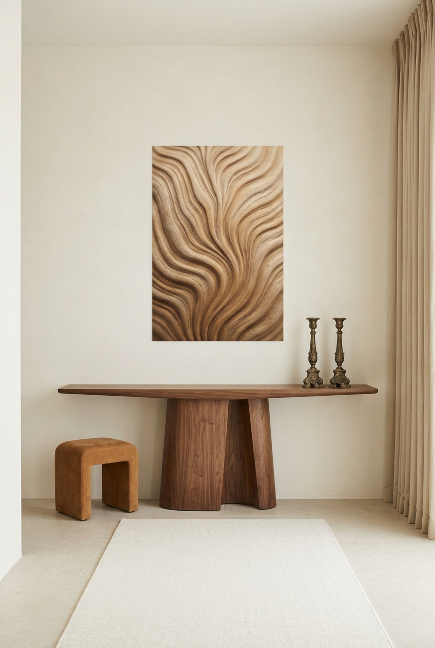 Wood Waves — unframed poster in an entryway