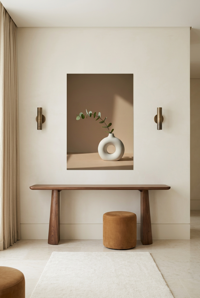 Ringvaas & Eucalyptus — poster zonder lijst in een hal