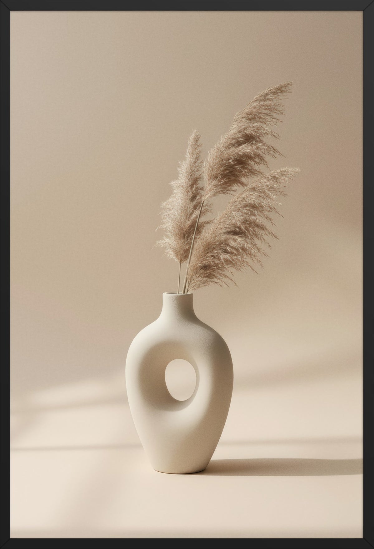 Vase & Pampas Grass — poster in a black frame, front view