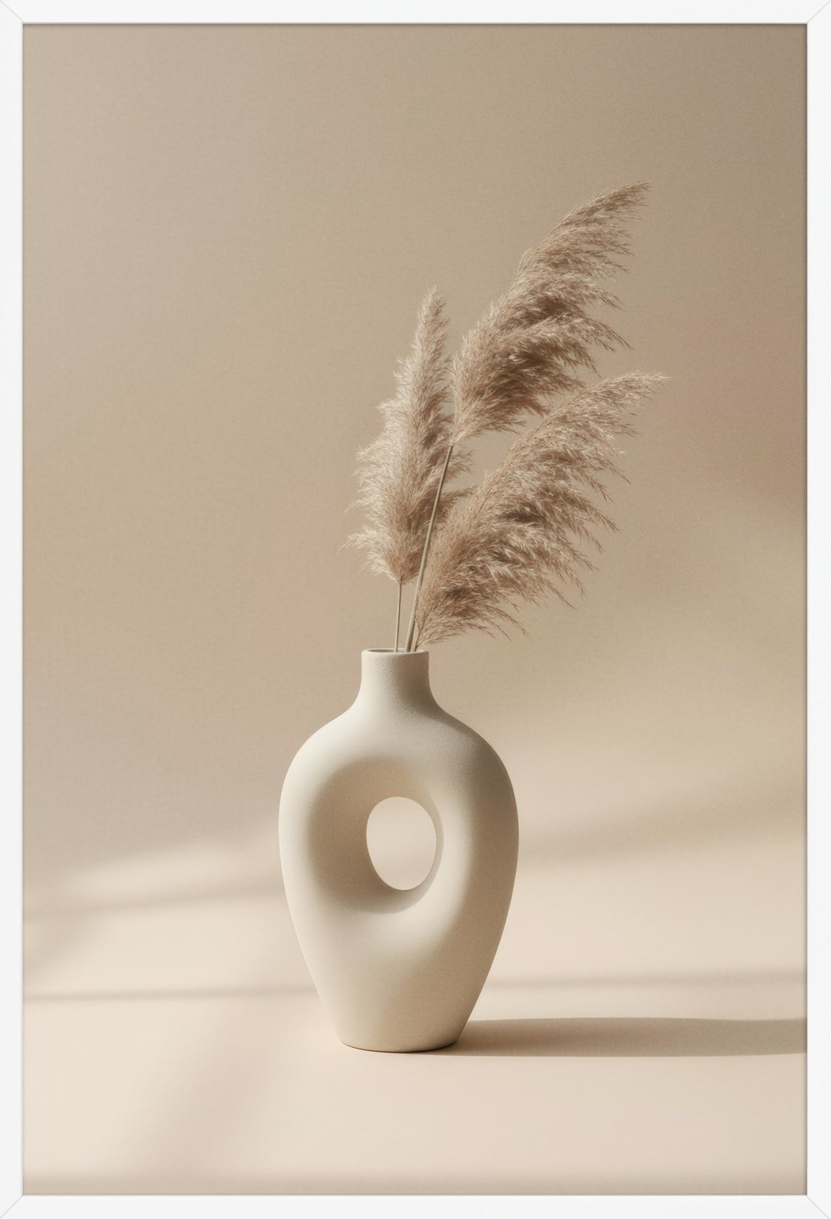 Vase & Pampas Grass — poster in a white frame, front view
