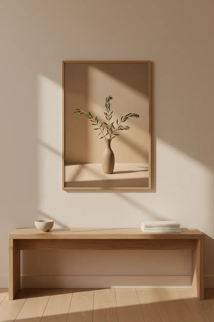 Vase à l’Olivier — Affiche murale minimaliste beige et vert olive inspiration méditerranéenne — affiche murale minimaliste | Cassili-home