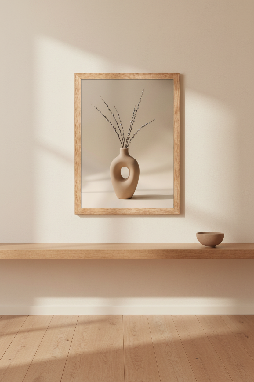 Vase Sculpté — Affiche Murale Minimaliste Beige Terracotta Botanique — affiche murale minimaliste | Cassili-home