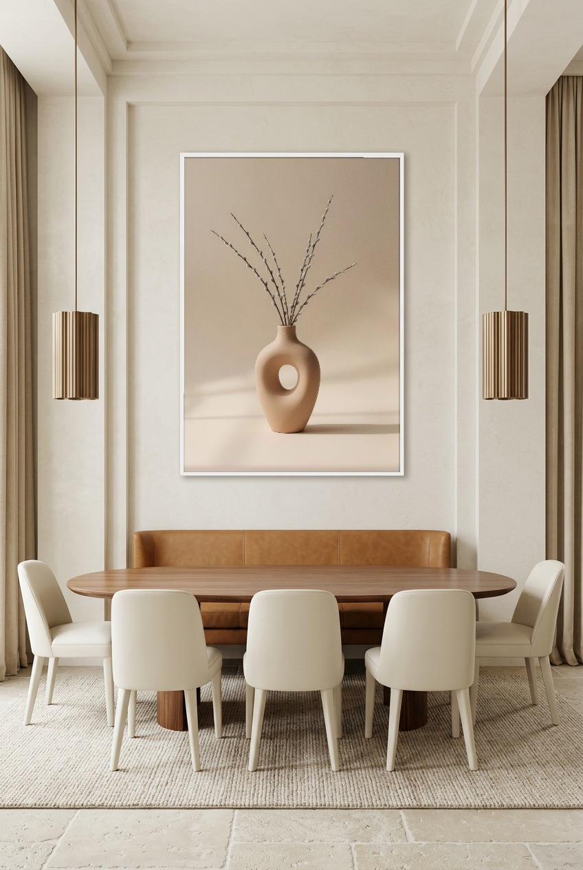 Vase Sculpté — poster in witte lijst in een eetkamer