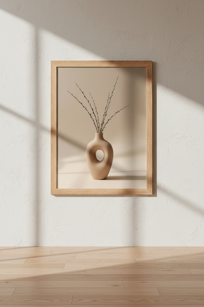 Vase Sculpté — Affiche Murale Minimaliste Beige Terracotta Botanique — affiche murale minimaliste | Cassili-home