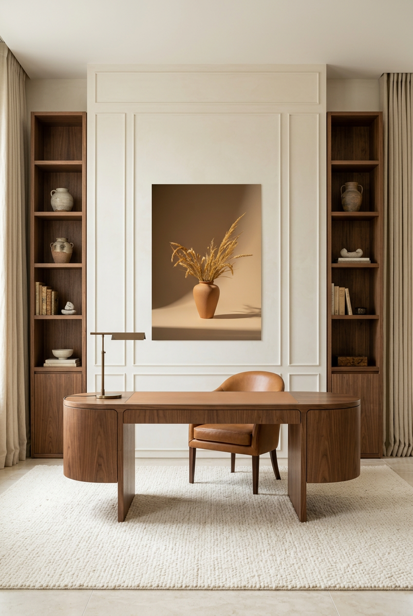 Terracotta Vase with Wheat Ears — unframed poster in a home office