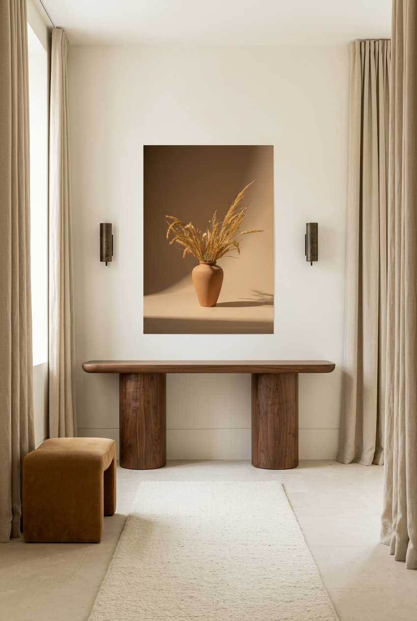 Terracotta Vase with Wheat Ears — unframed poster in an entryway