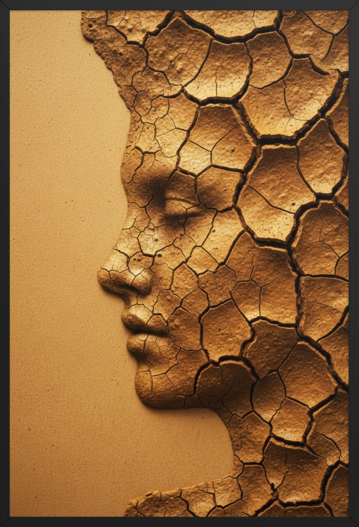 Clay Face — poster in a black frame, front view