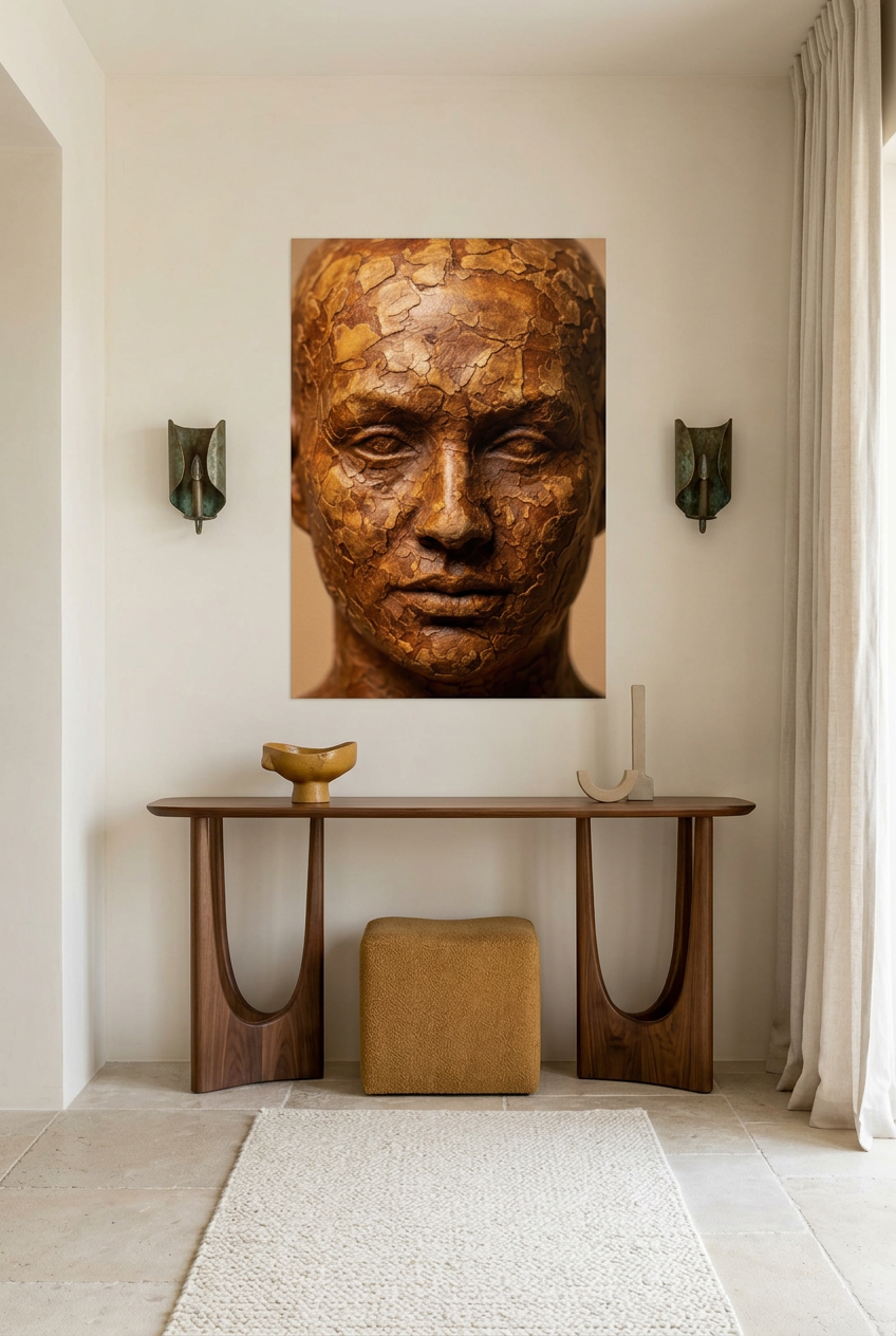 Bark Face — unframed poster in an entryway