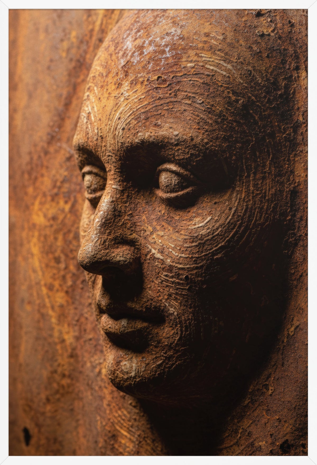 Rust Face — poster in a white frame, front view