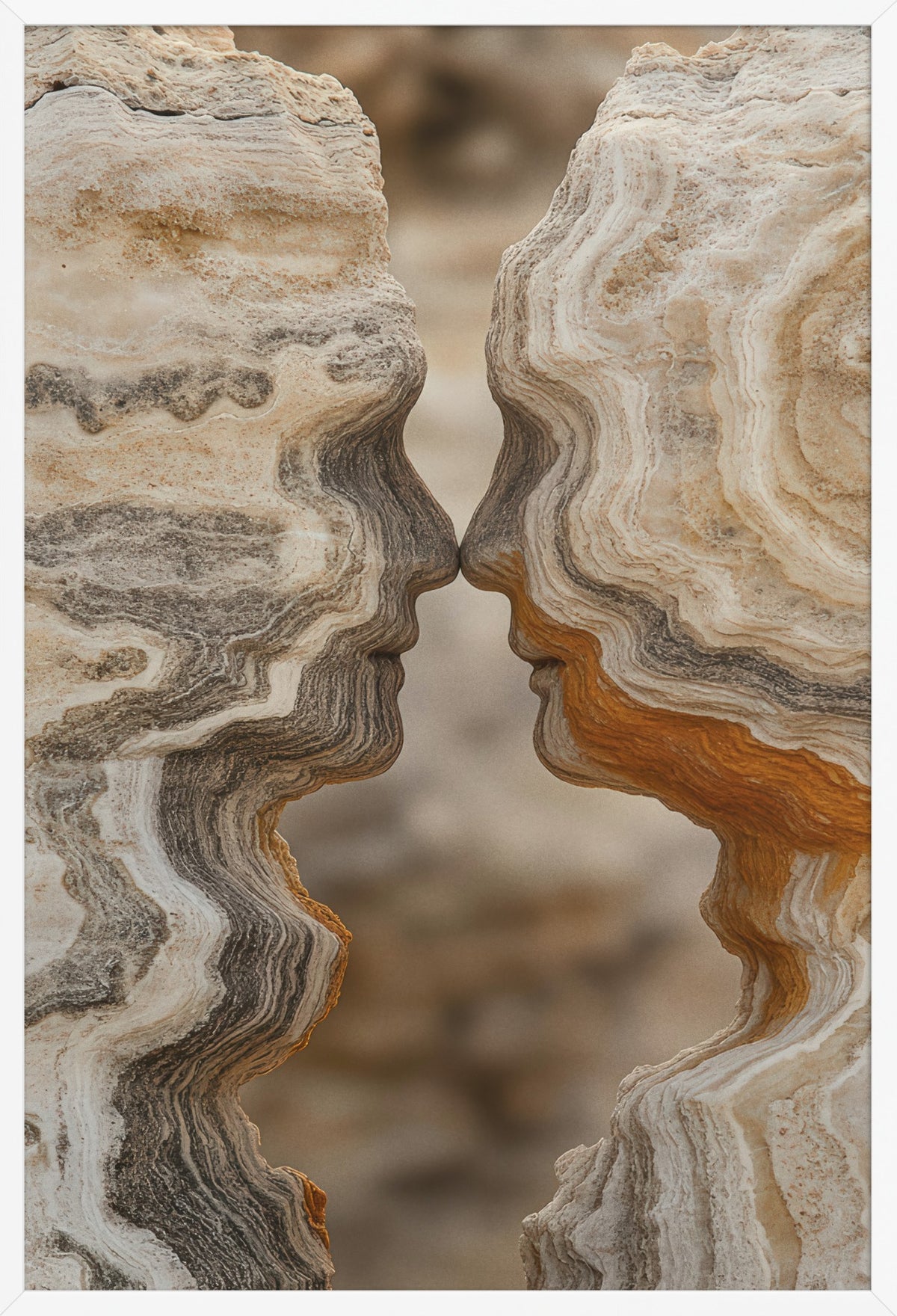 Stone Faces — poster in a white frame, front view