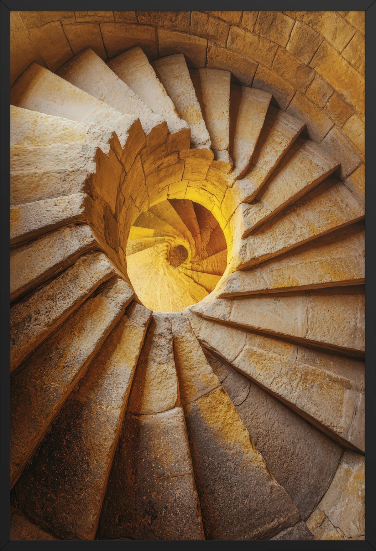 Golden Vortex — poster in a black frame, front view